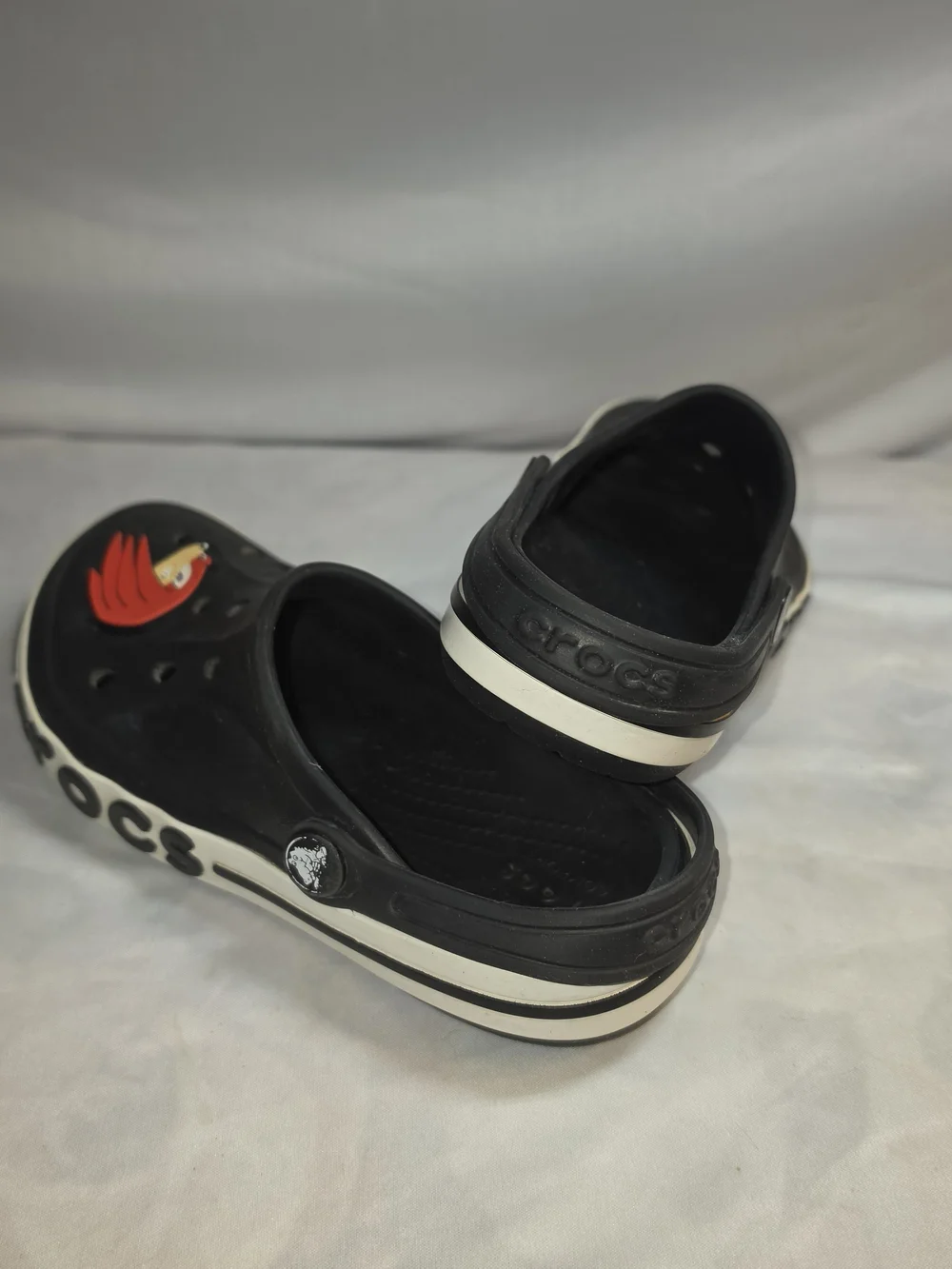 Crocs Kids Classic Clog in Black with Red Jibbitz